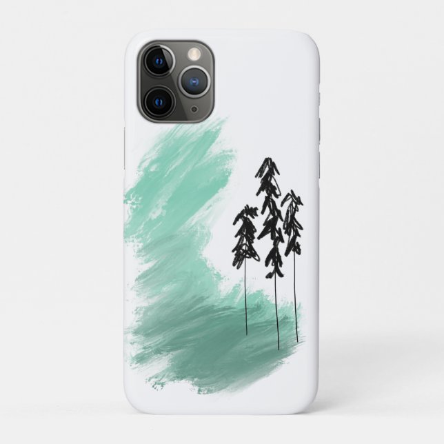 Scandinavian green tree art simple modern mint   Case-Mate iPhone case (Back)