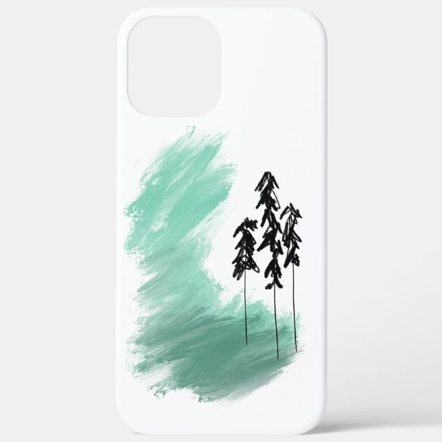 Scandinavian green tree art simple modern mint  Case-Mate iPhone case (Back)