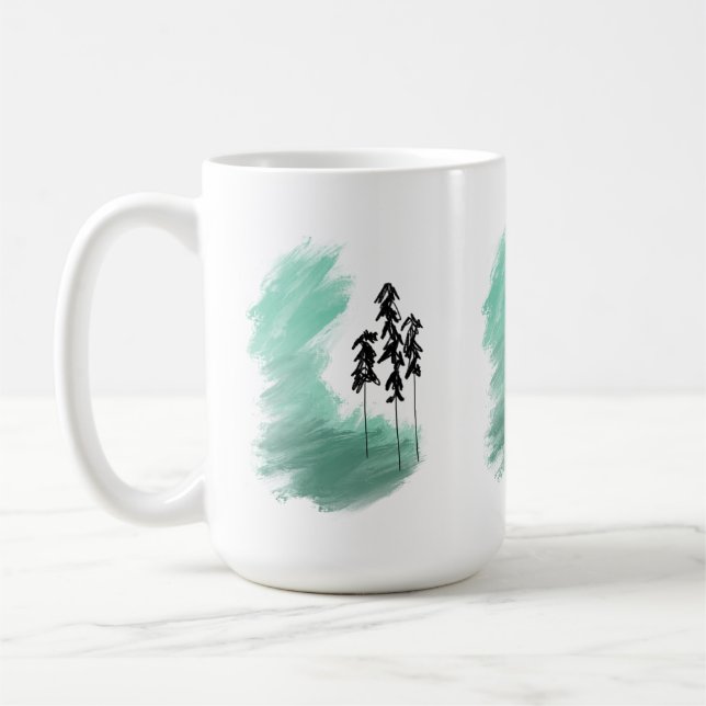 Scandinavian green tree art simple modern mint   coffee mug (Left)