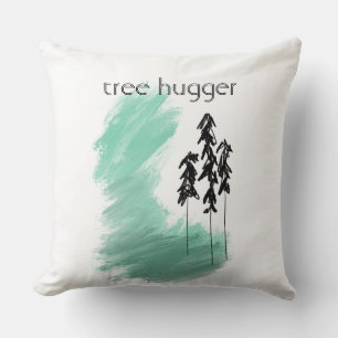 Scandinavian green tree art simple modern mint cushion