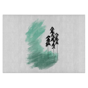 Scandinavian green tree art simple modern mint cutting board