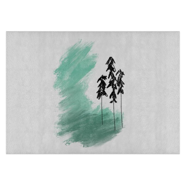 Scandinavian green tree art simple modern mint  cutting board (Front)