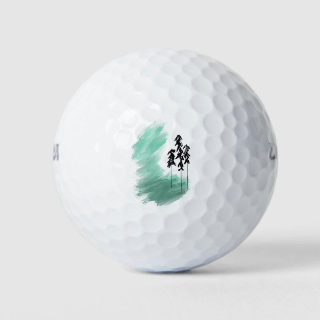 Scandinavian green tree art simple modern mint   golf balls (Front)
