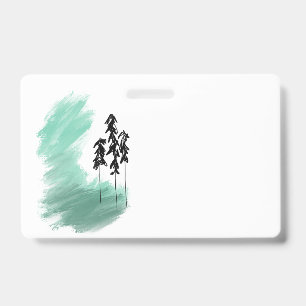 Scandinavian green tree art simple modern mint   ID badge