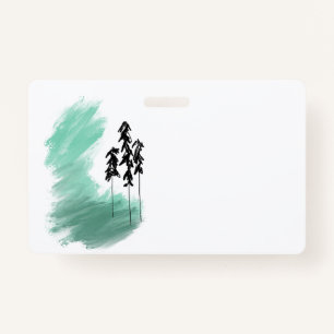 Scandinavian green tree art simple modern mint   ID badge