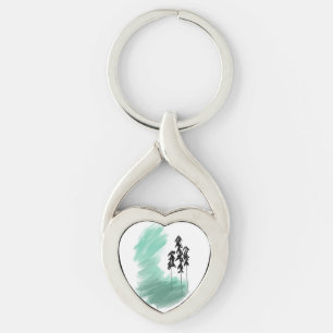 Scandinavian green tree art simple modern mint key ring