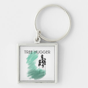 Scandinavian green tree art simple modern mint key ring