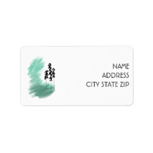 Scandinavian green tree art simple modern mint   label