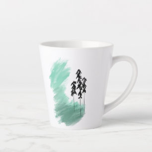 Scandinavian green tree art simple modern mint latte mug