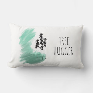 Scandinavian green tree art simple modern mint lumbar cushion