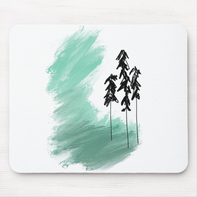Scandinavian green tree art simple modern mint   mouse pad (Front)