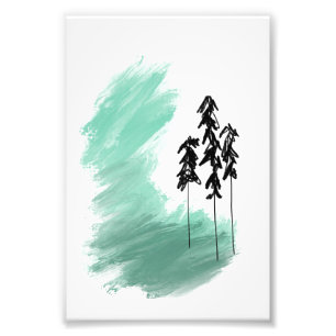 Scandinavian green tree art simple modern mint   photo print