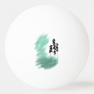 Scandinavian green tree art simple modern mint  ping pong ball