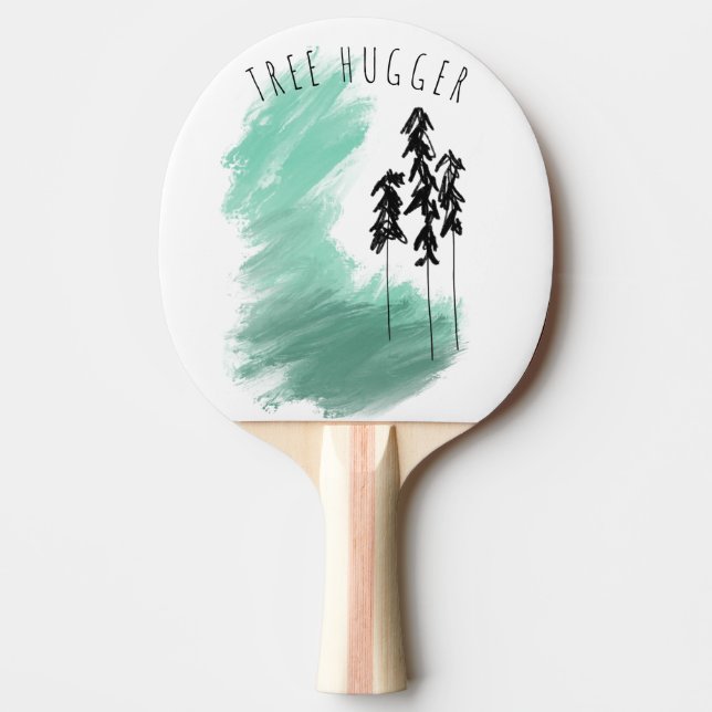 Scandinavian green tree art simple modern mint   ping pong paddle (Front)