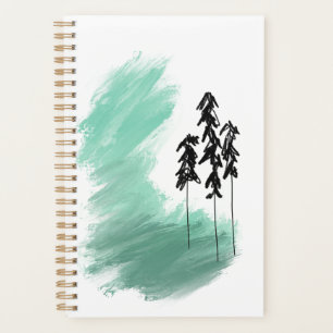 Scandinavian green tree art simple modern mint planner