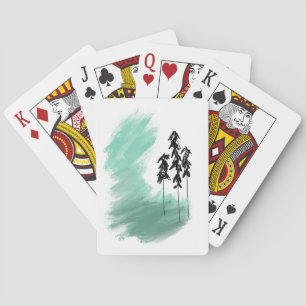 Scandinavian green tree art simple modern mint playing cards