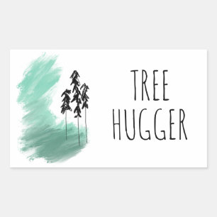 Scandinavian green tree art simple modern mint   rectangular sticker