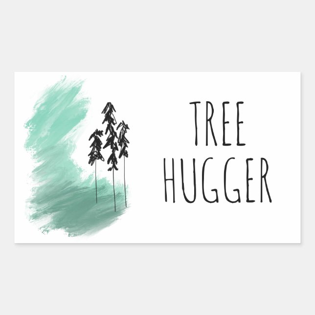Scandinavian green tree art simple modern mint   rectangular sticker (Front)