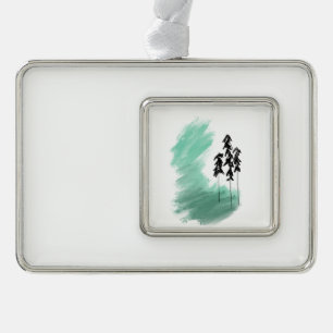 Scandinavian green tree art simple modern mint silver plated framed ornament