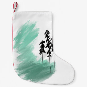 Scandinavian green tree art simple modern mint small christmas stocking