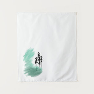 Scandinavian green tree art simple modern mint tapestry