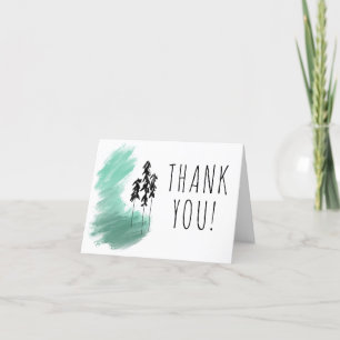 Scandinavian green tree art simple modern mint thank you card