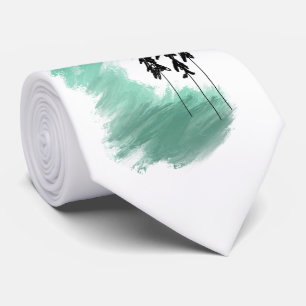 Scandinavian green tree art simple modern mint   tie