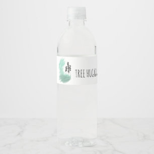 Scandinavian green tree art simple modern mint water bottle label