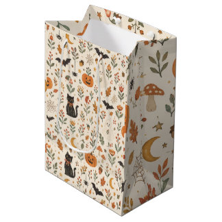 Scandinavian Halloween Wallpaper, Nordic Folk Art Medium Gift Bag