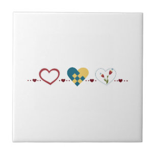 Scandinavian Hearts Ceramic Tile