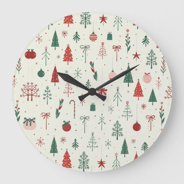 Scandinavian Holiday Forest Large Clock (Front)