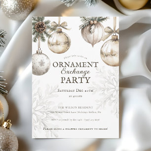 Scandinavian Holiday Ornament Exchange Party Invitation