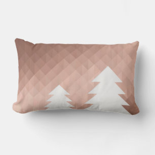 Scandinavian home deco winter holidays pink gold lumbar cushion