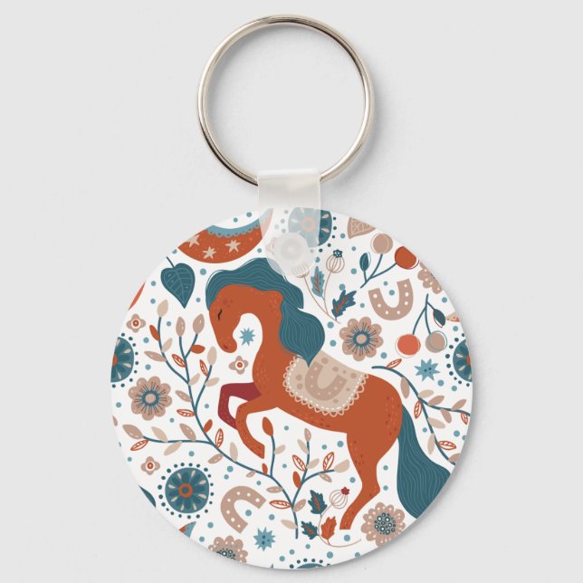 Scandinavian Horse Cute Key Ring (Front)