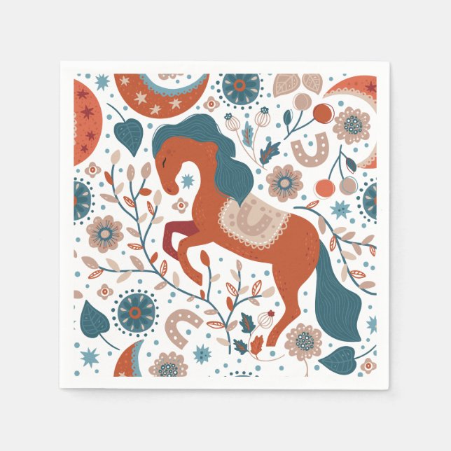 Scandinavian Horse Cute Napkin (Front)