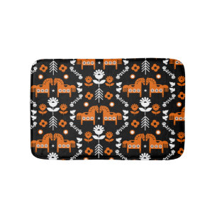 Scandinavian Horse Folk Art Bath Mat