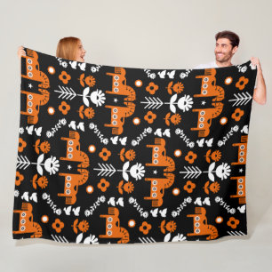 Scandinavian Horse Folk Art Fleece Blanket