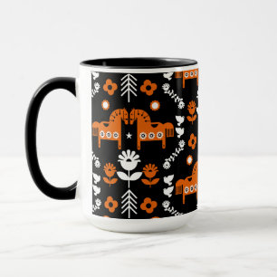 Scandinavian Horse Folk Art Mug