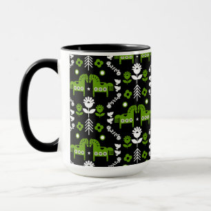 Scandinavian Horse Folk Art Mug