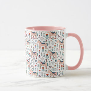 Scandinavian Horse Folk Art Pattern Mug