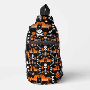 Scandinavian Horse Folk Art Sling Bag