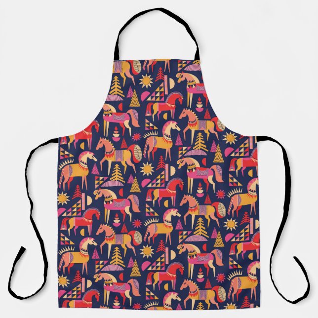 Scandinavian Horses: Decorative Seamless Design Apron (Front)