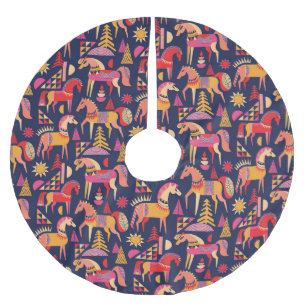 Scandinavian Horses: Decorative Seamless Design Brushed Polyester Tree Skirt