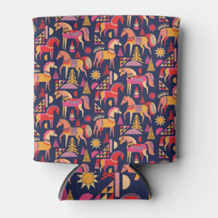Scandinavian Horses: Decorative Seamless Design Can Cooler