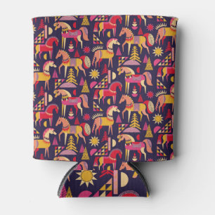 Scandinavian Horses: Decorative Seamless Design Can Cooler