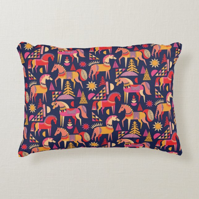 Scandinavian Horses: Decorative Seamless Design Cushion (Front)