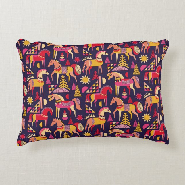 Scandinavian Horses: Decorative Seamless Design Cushion (Front)