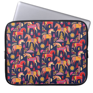 Scandinavian Horses: Decorative Seamless Design Laptop Sleeve