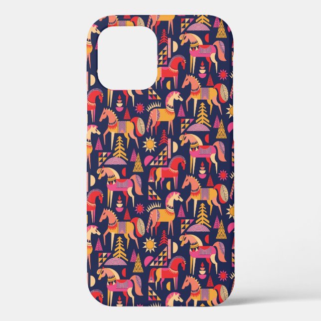 Scandinavian horses pattern seamless design. Decor Case-Mate iPhone Case (Back)