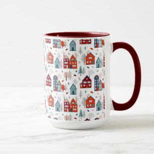 Scandinavian House Folk Art Pattern Mug